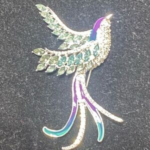 Anne Klein Green and Purple Bird Brooch